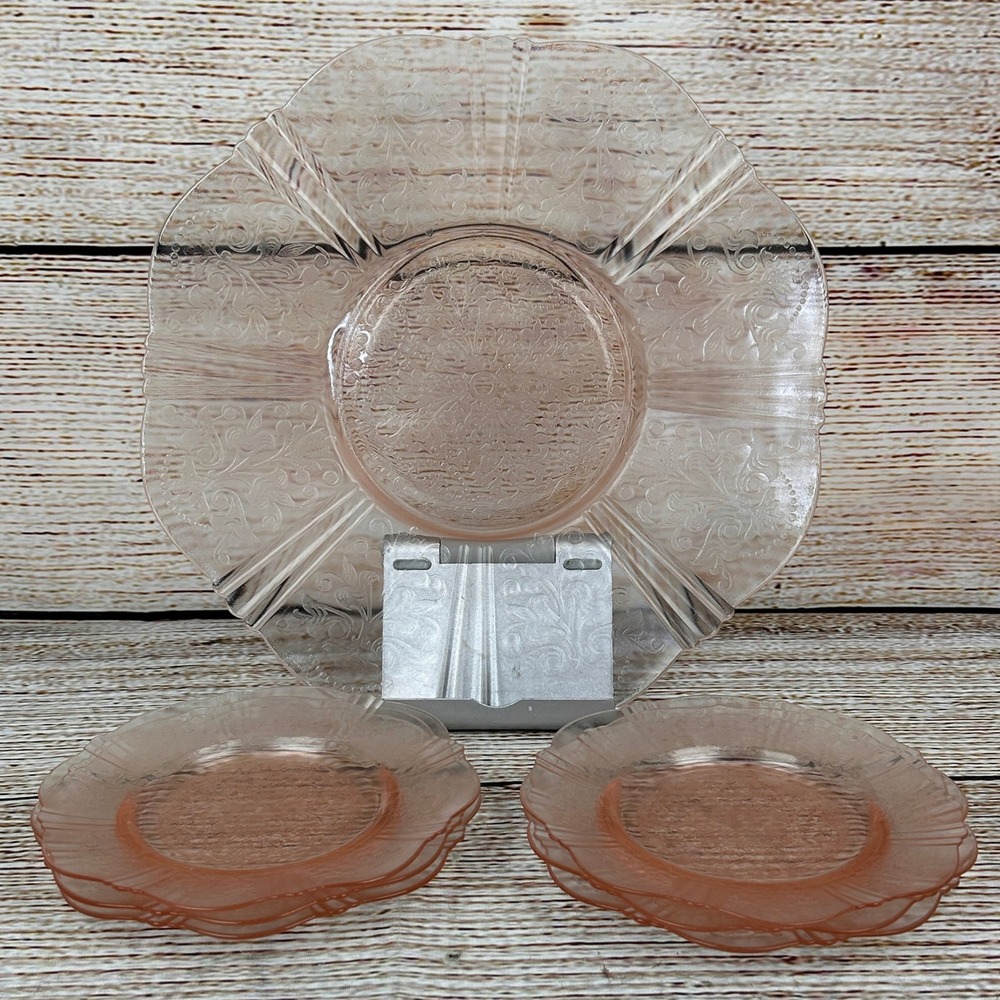 American Sweetheart by Macbeth Evans Pink Depression Glass Plate Set 7‎ Pieces